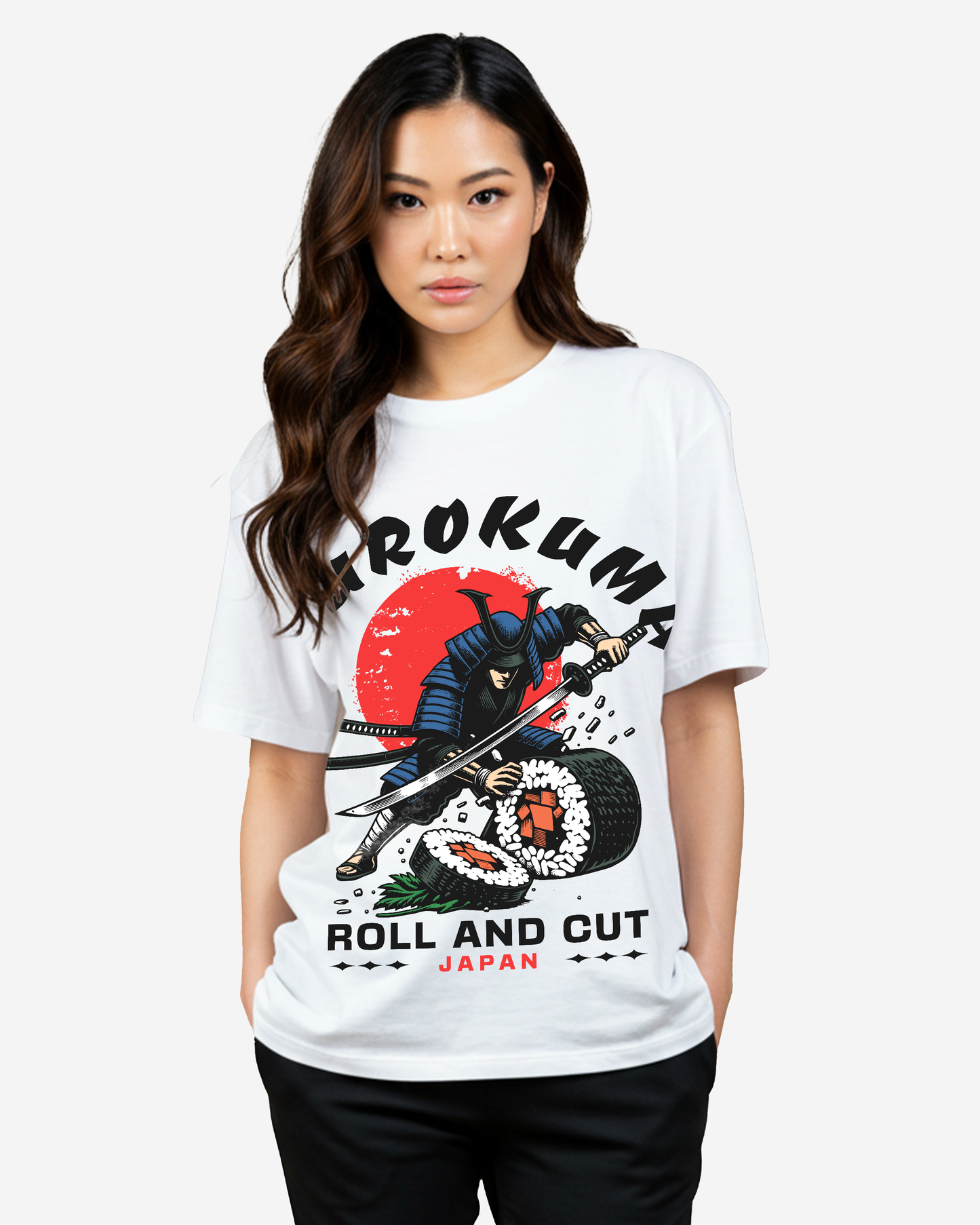 Samurai Cutting Sushi Oversized T-Shirt