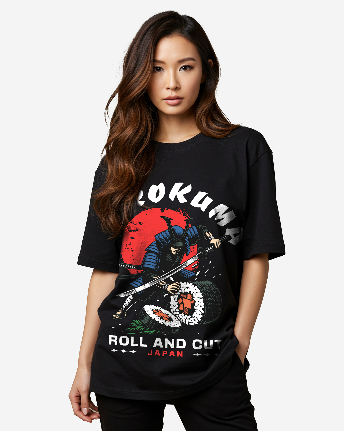 Samurai Cutting Sushi Oversized T-Shirt