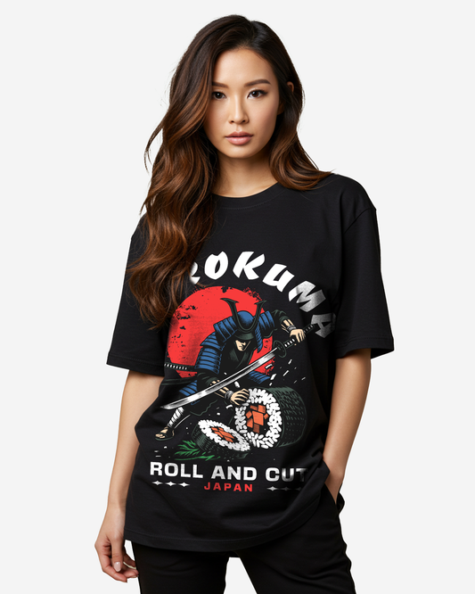 Samurai Cutting Sushi Oversized T-Shirt